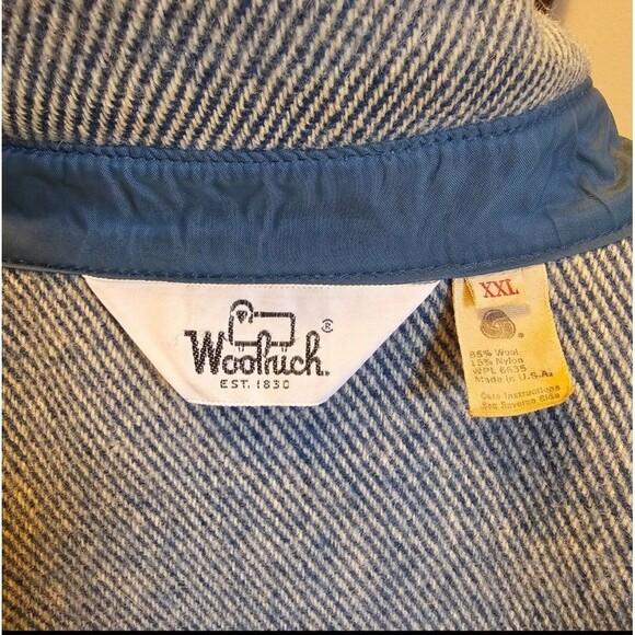 Vintage 90s Woolrich Shirt Jac Mens XXL 2XL Wool Jacket Gray Blue Chore USA Cape - Picture 5 of 15